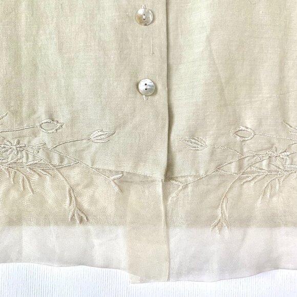 Vintage Linen Anne Carson Creme Button Up Jacket Summer Coastal Grandma - Picture 4 of 9